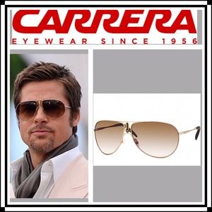 🕶 Carrera Modified Aviator Sunglasses Brown Gold